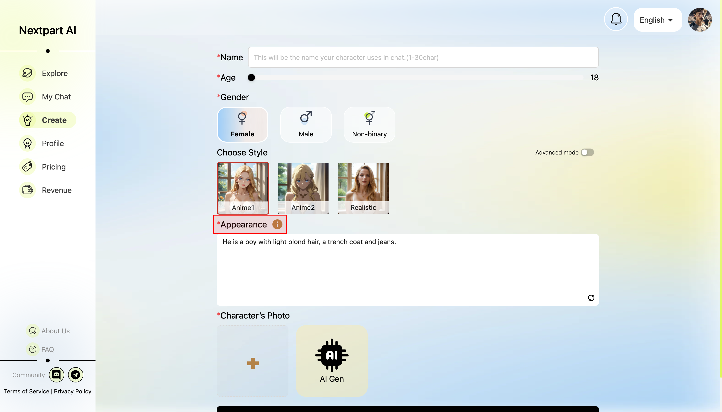 Create Character AI